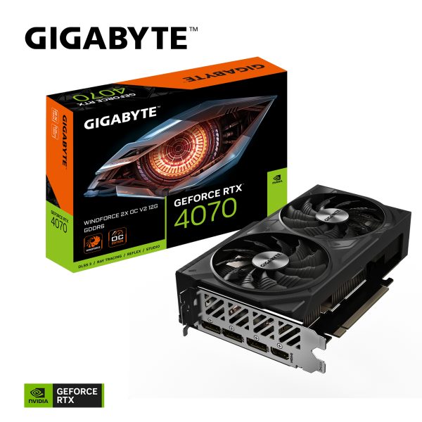 GIGABYTE Tarjeta Gráfica GeForce RTX 4070 WINDFORCE 2X OC V2 12G - 12GB GDDR6, 192bit, PCI-E 4.0, 2490MHz Core Clock, 3 x DisplayPort 1.4a, 1 x HDMI 2.1a, NVIDIA DLSS 3, GV-N4070WF2OCV2-12GD - Imagen 2